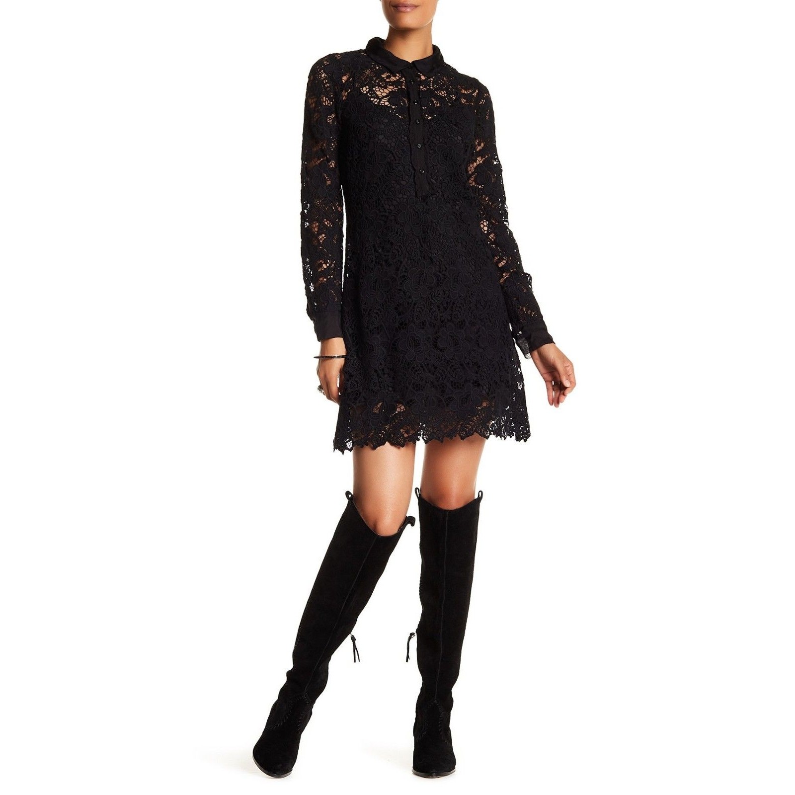 Nwot Johnny Was 4 Love & Liberty Floral Crochet Lace Mini Dress